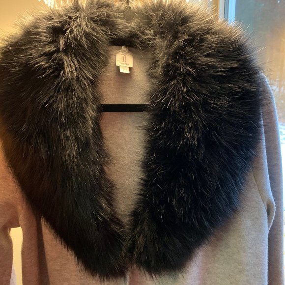 Tristan, Cardigan, Jacket, with faux fur collar, Snap buttons, Size L/M. Grey. - Picture 5 of 12